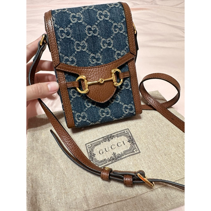 Gucci Horsebit 1955 mini老花手機包 斜背包