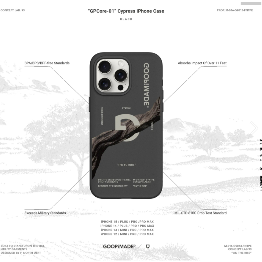 Goopi “GPCore-01” Cypress iPhone Case - Black