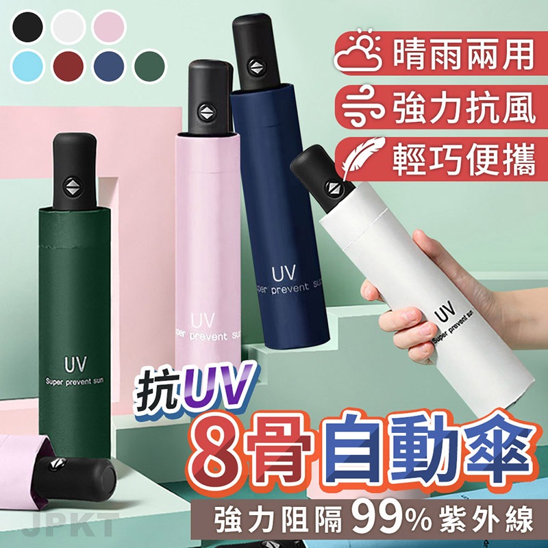 免運現貨 8骨黑膠自動傘 自動折疊傘 自動傘 摺疊傘 晴雨傘 遮陽傘 雨傘 傘 防曬傘 兩用傘 雨具 UV傘 陽傘 JP