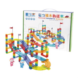 小牛津 磁力積木軌道車-152pcs (積木+軌道+磁力片設計)【麗兒採家】