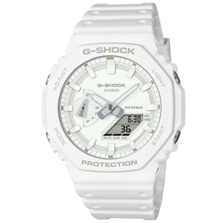 【聊聊甜甜價】CASIO G-SHOCK 農家橡樹 單色美學 時尚雙顯腕錶-白 GA-2100-7A7