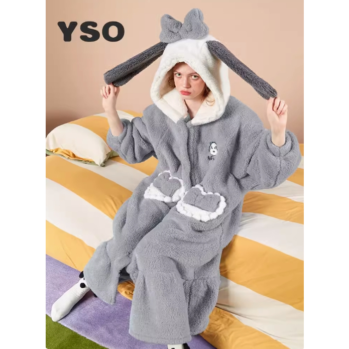 (預購) yso ins 史努比睡衣 輕薄珊瑚絨 睡袍 可外穿 家居服