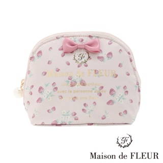 Maison de FLEUR 輕甜草莓系列印花緞帶弧型手拿包(8A41FJJ0600)