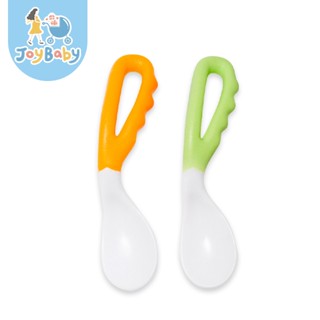 JOYBABY 2支裝 兒童餐具 雙色彎曲湯匙 副食品湯匙 學習餐具 寶寶吃飯輔食勺 嬰兒勺