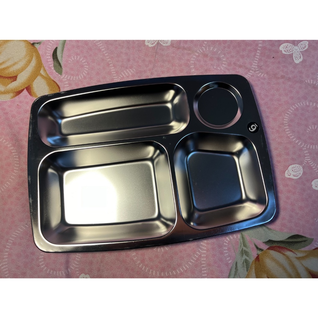 小蛙菇菇~EJ050~全新 食品級4個不銹鋼 餐盤 便當 自助餐 環保餐盒 分隔餐盤
