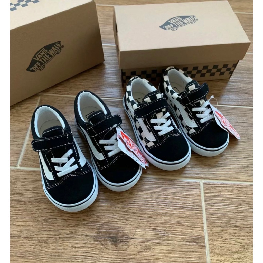 安德特 批發團購 VANS OLD Skool 童鞋 中童 小朋友 黑色 麂皮 魔鬼氈 棋盤格 好看 時尚 百搭 日常