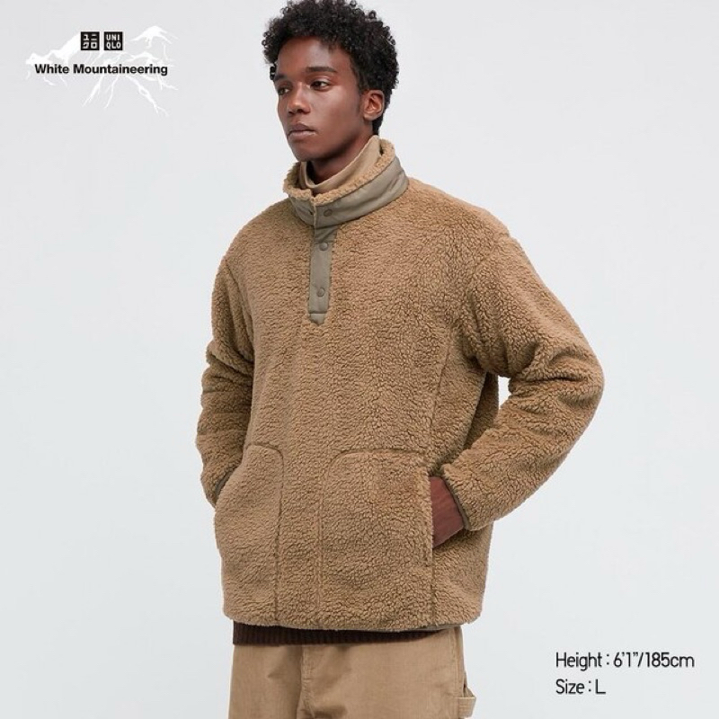 全新 Uniqlo 聯名White MountaineeringFleece WPJ高領搖粒絨刷毛鈕扣領寬鬆長袖上衣