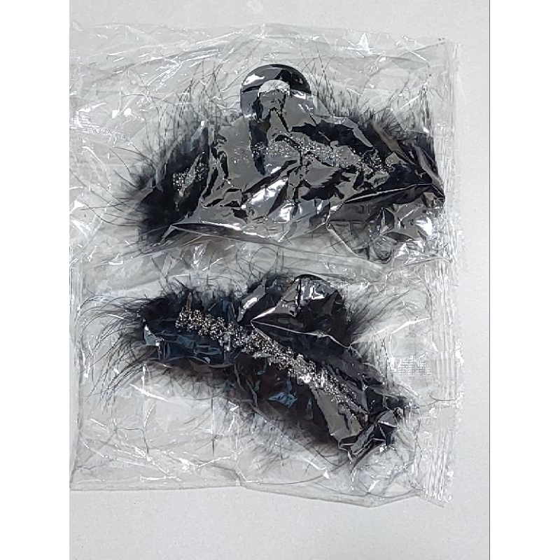 韓版黑色鴕鳥羽毛時尚髮夾兩入組