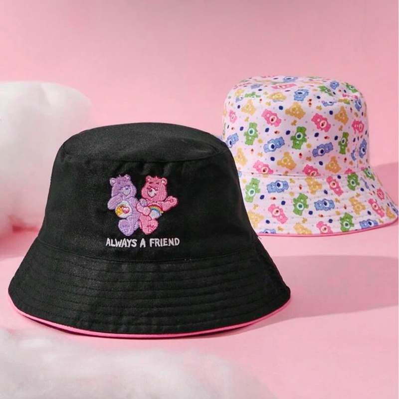 Care Bears 粉紅熊 彩虹熊 紫色熊 刺繡 漁夫帽 兩面帶帽子 帽 休閒帽