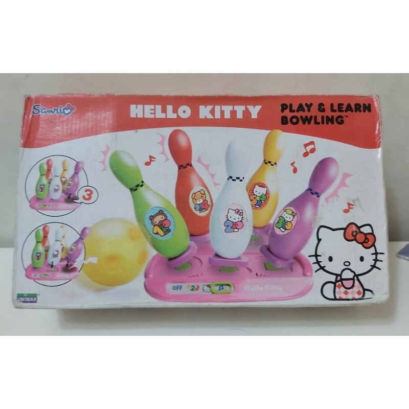 （全新未拆一次膠絕版現貨運費30）正版三麗鷗 Hello kitty 有聲音樂保齢球 玩具組…僅一盒。