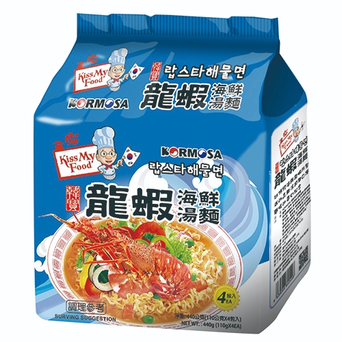 【KORMOSA韓寶】龍蝦海鮮湯麵 一袋(110克 x 4包) 韓國泡麵 拉麵 湯麵