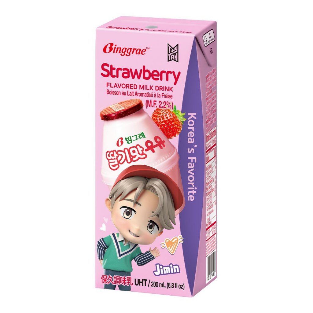 〖小桃一個ㄗ🍑〗 Binggrae草莓牛奶 保久調味乳 200毫升 單罐販售