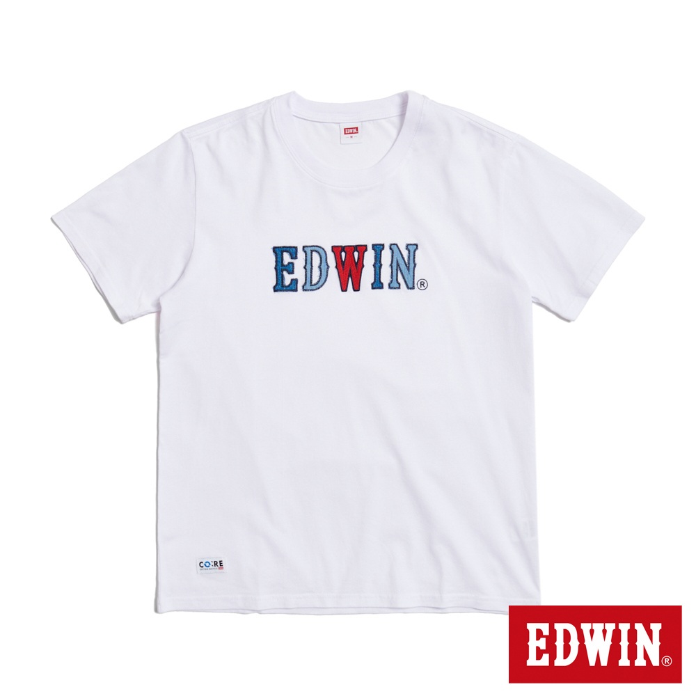 EDWIN 再生系列 CORE 英文字母印花短袖T恤(白色)-男款