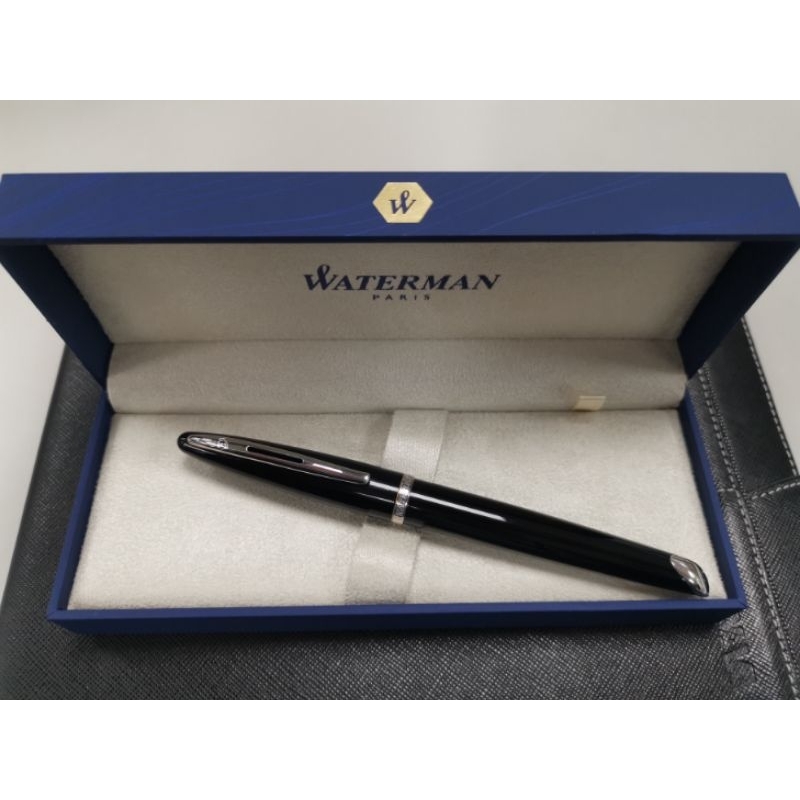 新品 WATERMAN 威迪文 海洋系列 麗雅黑白夾 18K金 F尖 鋼筆