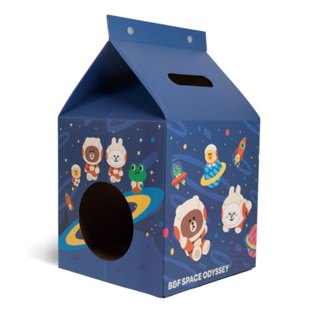 【LINE FRIENDS】 太空系列牛奶盒貓窩抓板 瓦楞紙箱貓窩