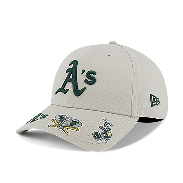 【NEW ERA】MLB 奧克蘭 運動家 米白  9FORTY 老帽 沿多LOGO 限量【ANGEL NEW ERA】