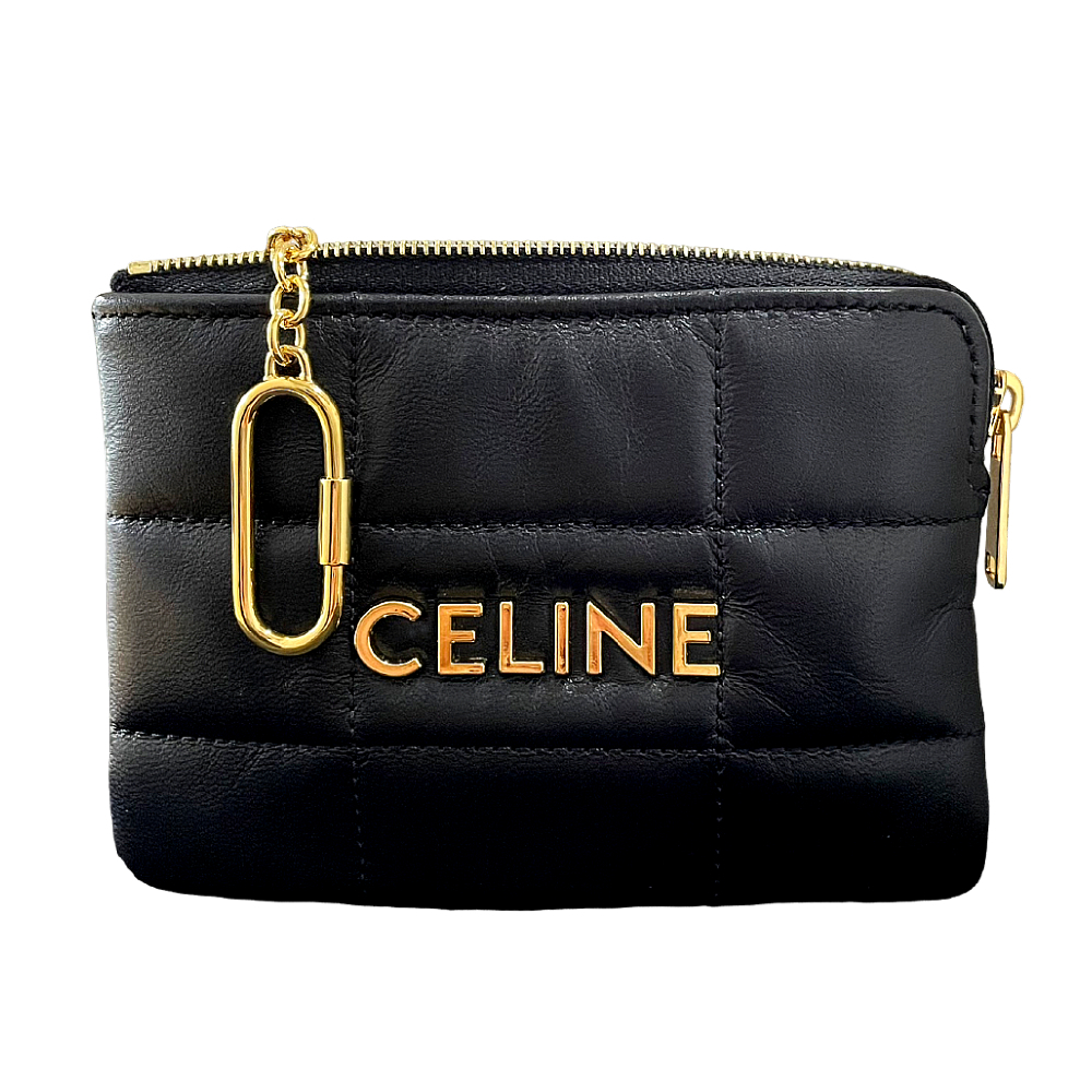 【鋇拉國際】CELINE 絎縫山羊皮零錢卡包 黑色 歐洲代購 義大利正品代購 台北實體工作室