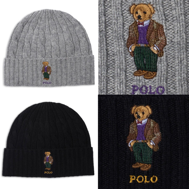 現貨Polo Ralph Lauren Bear熊熊🐻紳士熊 麻花 絞花針織毛帽 毛線帽 beanie