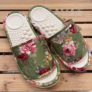 按摩拖鞋--日本製花卉底部按摩顆粒室內拖鞋25~26cm--秘密花園