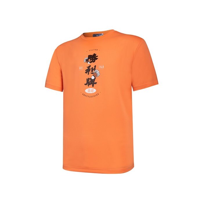 勝利 復古紀念衫T-Shirt (中性款) T-2104 O 橘色 勝利 VICTOR 球衣 衣服 羽球 世昕體育 羽球