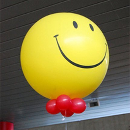 【AI婚慶用品批發】36吋黃色笑臉氣球 (微笑 )3呎大氣球☆ 爆破球 畢業 生日會場佈置