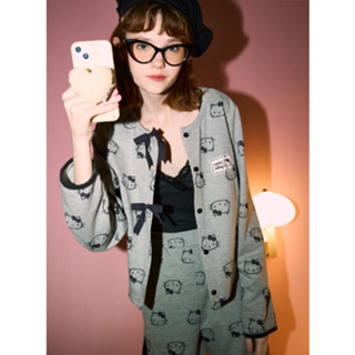 (預購) GUKOO果殼 ins 三麗鷗聯名系列 HELLO KITTY聯名 純棉睡衣(女) 秋冬套裝 家居服