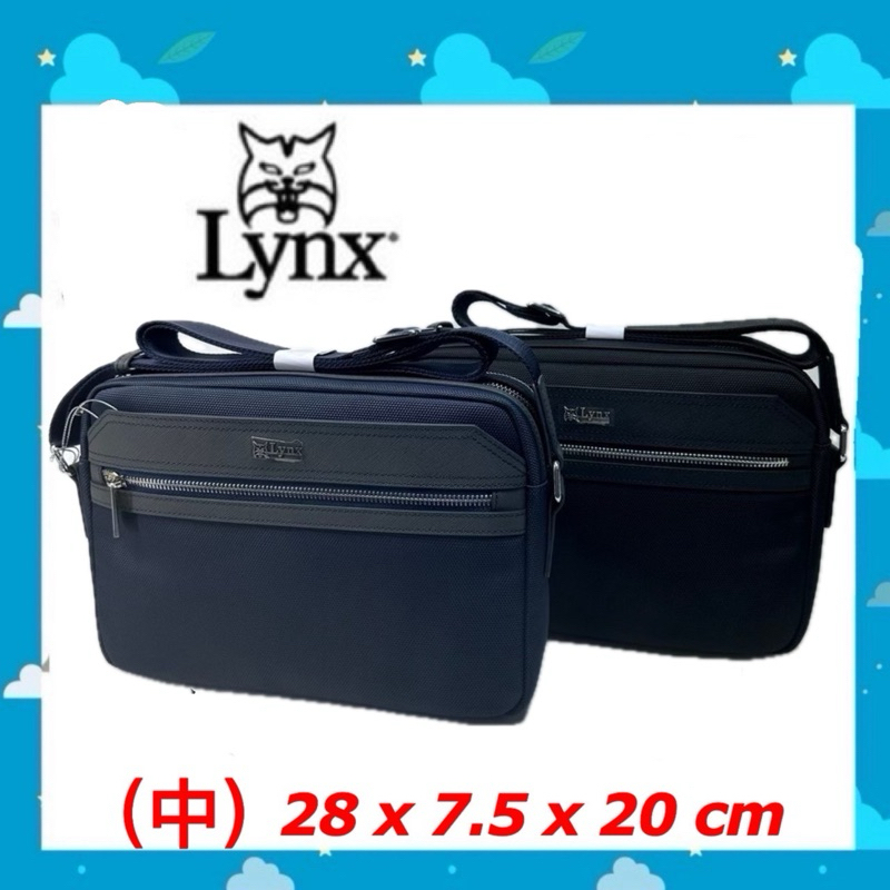 Lynx 美國山貓 橫式側背包（中）十字紋牛皮+嚴選1000d防潑水尼龍  LY29-6284- 黑色 藍色 $4580
