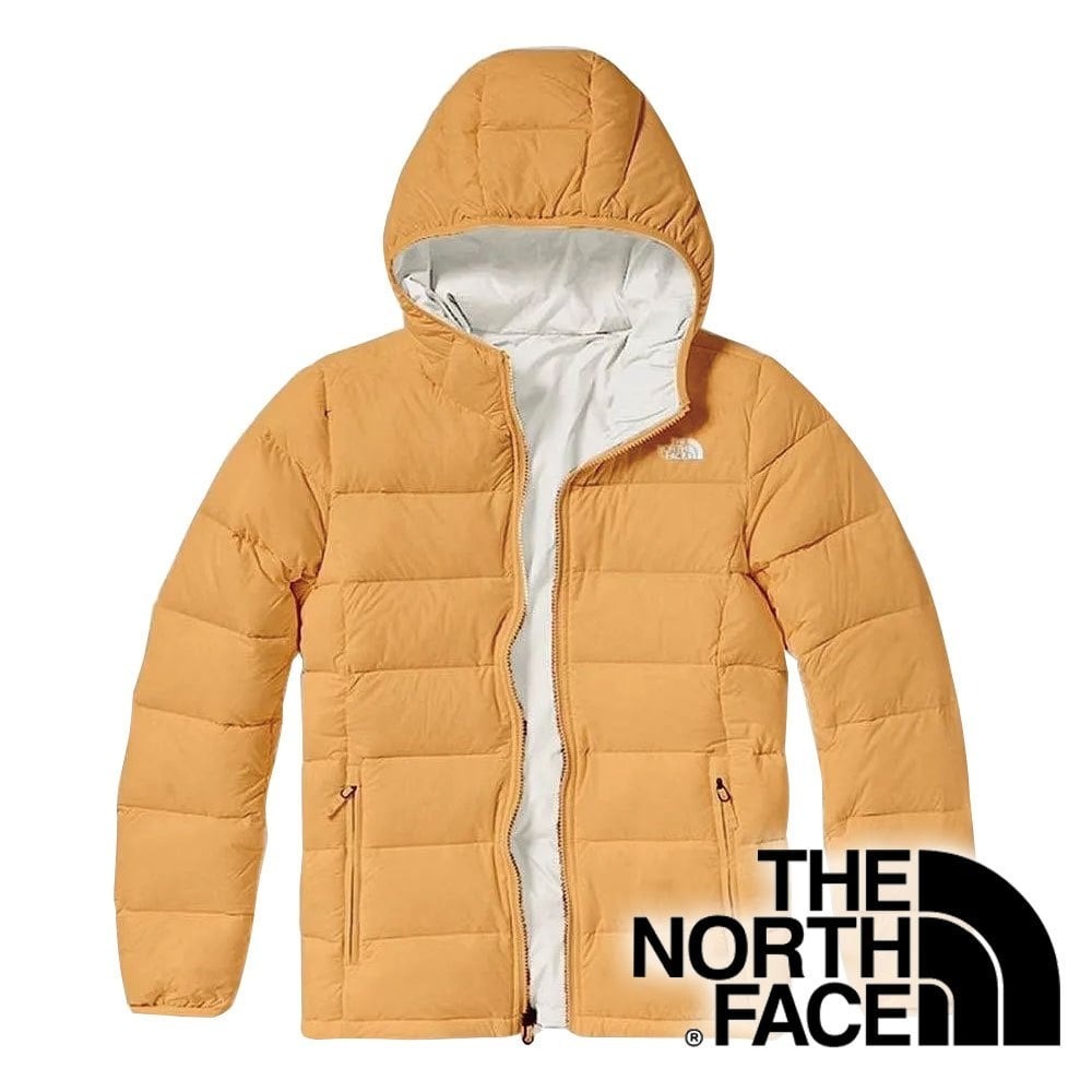 【THE NORTH FACE 美國】女雙面羽絨保暖連帽外套(FP700)『卡其/白』NF0A83OK 戶外 露營 登山