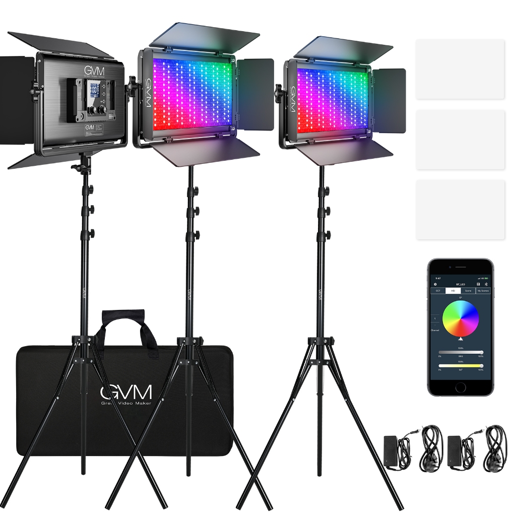 GVM 1500D 三燈組 平板燈 雙色溫 攝影燈 持續燈 攝影棚 直播 商品 人像 【上洛】