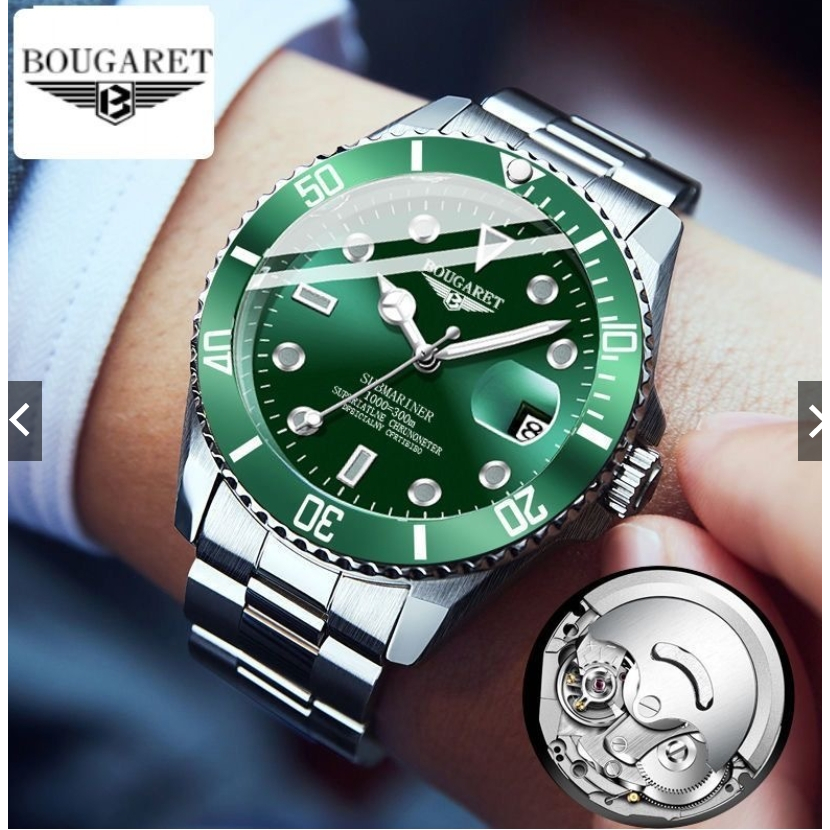 24H出貨綠水鬼系全自動機械錶 男士全自動機械錶 瑞士認證時尚潮流金錶高檔时尚潮流 男生机械錶 男錶