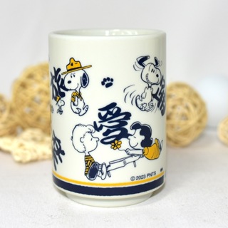 日本製 SNOOPY 史努比 漢字 磁器 湯吞杯 茶杯 壽司茶杯 290ml us235