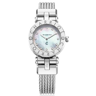 CHARRIOL 夏利豪(CR28S.590.001) St-Tropez 珍珠母貝錶盤 鑲鑽石英女腕錶-銀色28mm