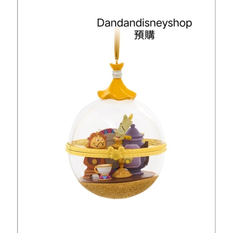 預購 Dandan迪士尼商店限定 絕版 美女與野獸 貝兒公主 葛士華 盧米亞 聖誕吊飾 玻璃球  擺飾 擺設 裝飾品