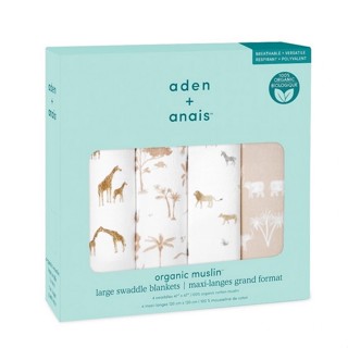 Aden & Anais 有機棉多功能包巾4入(ANASWO40008草原動物) 2144元+贈紙袋