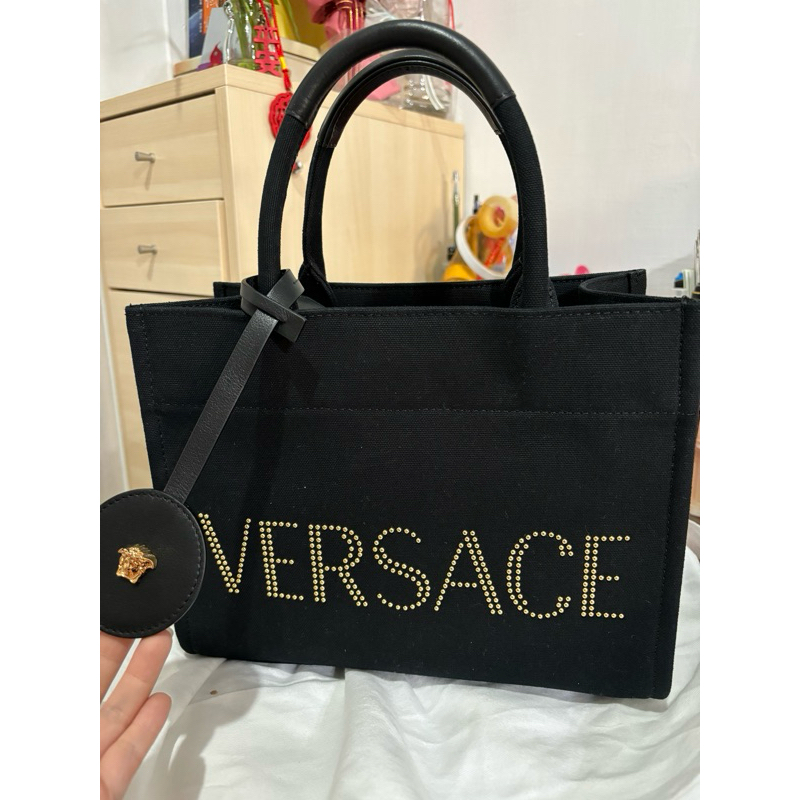 趙露思-Versace黑色帆布鑲金托特包tote bag