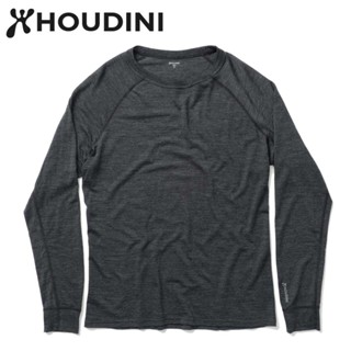 【Houdini】瑞典 原廠貨 男 Activist Crew 美麗諾羊毛保暖圓領內層衣 純黑