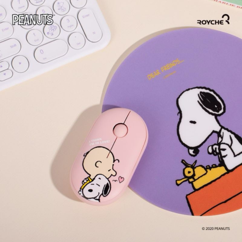 Royche peanuts SNOOPY 史努比查理布朗無線靜音滑鼠 粉色