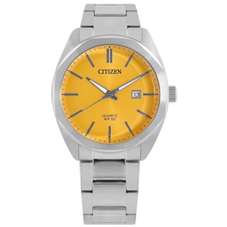 CITIZEN / 極簡時尚 礦石強化玻璃 日本機芯 日期 不鏽鋼手錶 黃色 / BI5110-54Z / 41mm