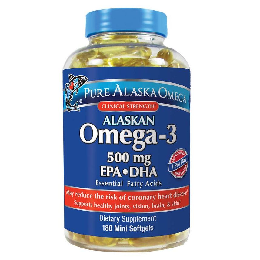 美國Pure Alaska Omega-3(2025/05)鱈魚魚油 500 毫克 EPA DHA 180顆軟膠囊