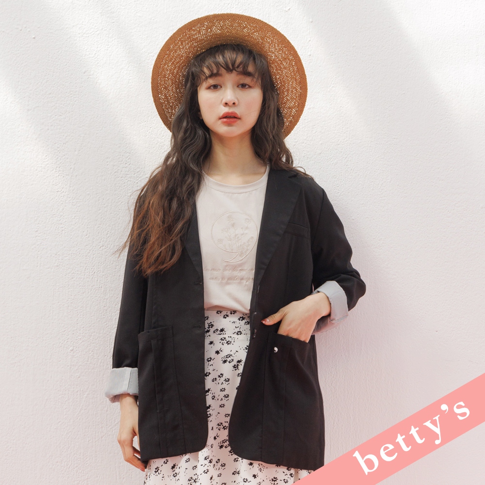 betty’s貝蒂思(31)後開衩大口袋西裝外套(黑色)