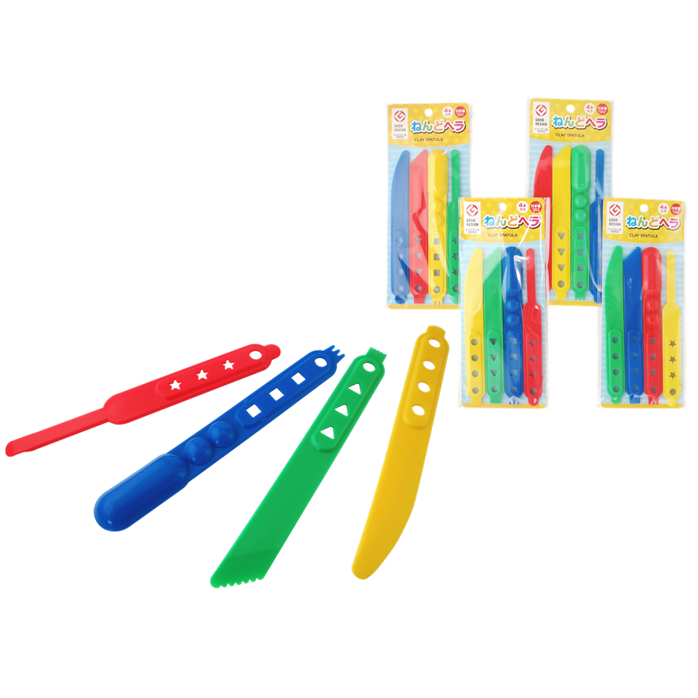 🇯🇵日本百元商店Seria代購🇯🇵 ✈️小朋友的最愛~二合一玩具黏土刮刀X模具(4款一組) 日本製　小孩美術勞作玩樂