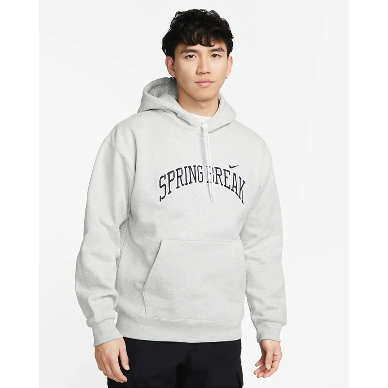極新美品NIKE SB SPRING BREAK HOODIE 灰色XL重磅刷毛美式復古 刺繡帽T DV9051-050