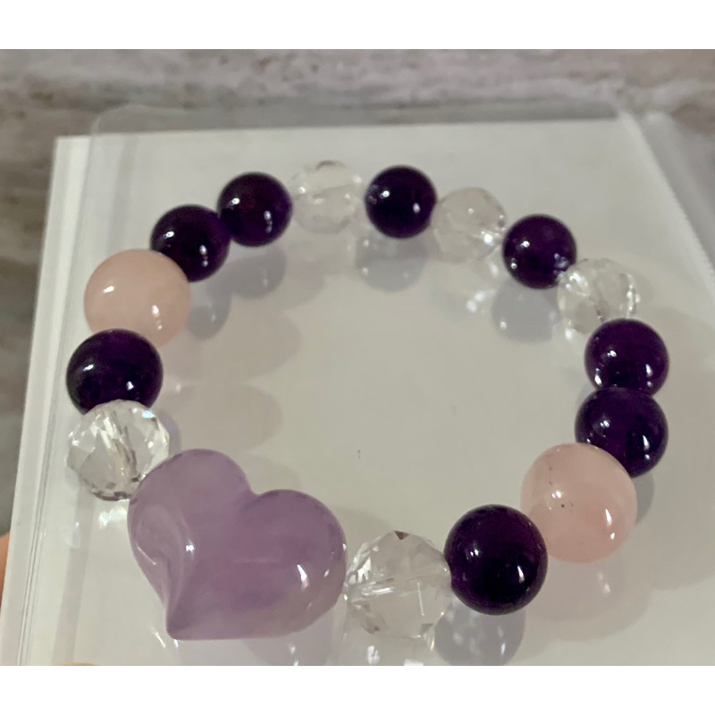 巴西濃色紫水晶造型手串手環（紫水晶+白水晶+馬粉）