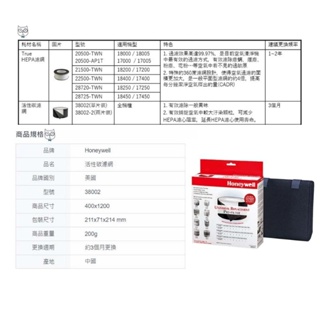 Honeywell 38002 活性碳濾濾網