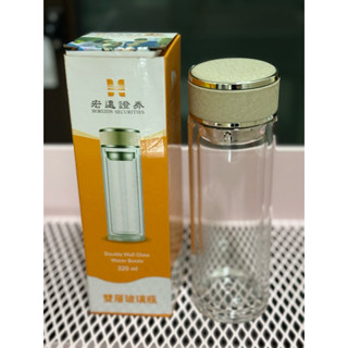 全新現貨/股東會紀念品 雙層玻璃瓶 玻璃瓶 水瓶 (含不鏽鋼濾網）320ml
