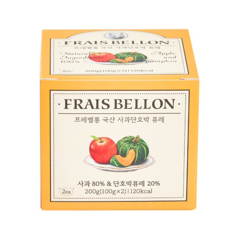 Frais Bellon韓國進口 寶寶果泥 蘋果南瓜蔬果泥 (100克/杯，2杯/盒)