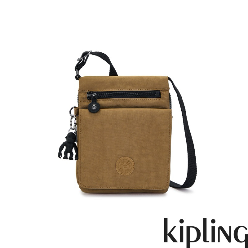 Kipling 暖暮栗褐 多層收納隨身斜背小包 全新