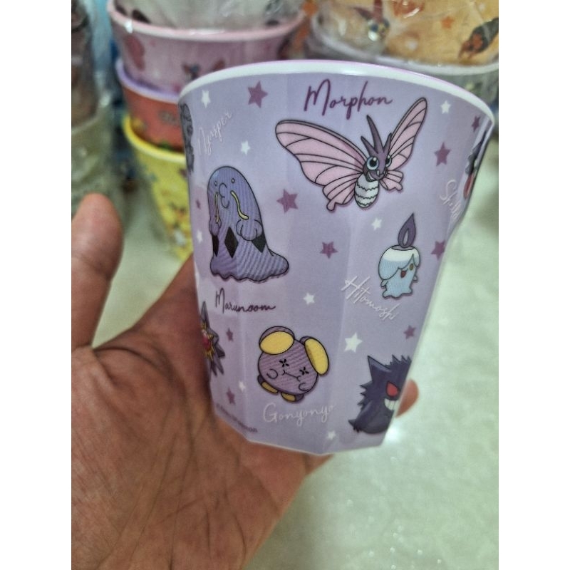 日本 寶可夢 Pokémon 耿鬼 百變怪 超夢 寶石海星 燭光靈 摩魯蛾  美奈皿水杯 飲料杯 紫色水杯