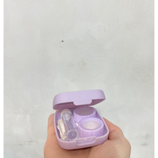 韓系簡約隨身隱形眼鏡收納水盒 美瞳收納盒／紫色