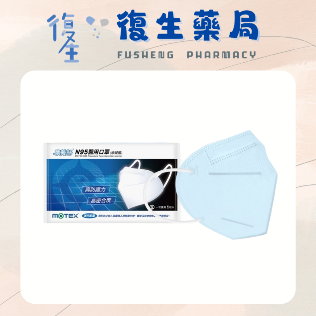 ❰復生藥局❱ MOTEX 摩戴舒 N95 立體 醫療口罩 蚌型 摺疊型 N95口罩 單片裝 台灣製